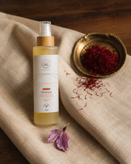 MERAKKEE Purifying Face Wash — Saffron and Neem hero ingredients close-up — Essence of Purity botanical India