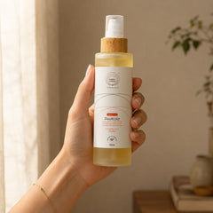 MERAKKEE Purifying Face Wash 150ml — bottle held in hand size reference — Revitaliz clean beauty