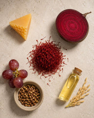 MERAKKEE Soothing Lip Balm — hero ingredients Saffron Beeswax Beetroot Oil Grapeseed Rice Bran — clean beauty India